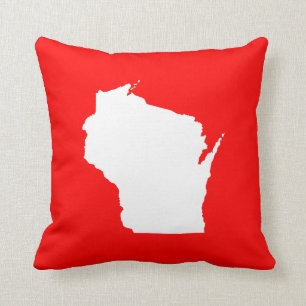 Rood en wit Wisconsin Kussen