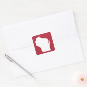 Rood en wit Wisconsin Vierkante Sticker (Envelop)