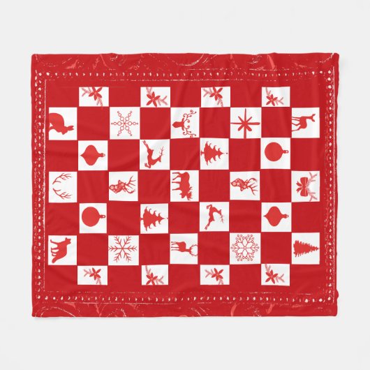 Rood en wit Woodland Fleece Blanket (Voorkant (Horizontaal))