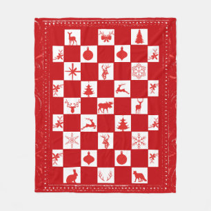 Rood en wit Woodland Fleece Blanket Deken