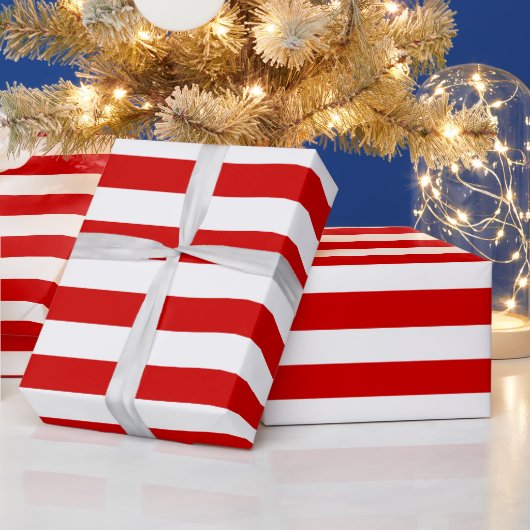 Rood en wit XL Stripes Patroon Cadeaupapier (Feestdagen)