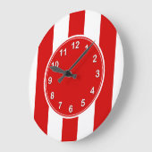 Rood en wit XL Stripes Patroon Grote Klok (Hoek)