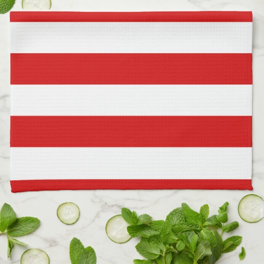 Rood en wit XL Stripes Patroon Theedoek (Gevouwen)