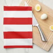 Rood en wit XL Stripes Patroon Theedoek (Quarter Fold)