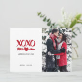 Rood en wit XOXO-Valentijnsdag Feestdagenkaart (Staand voorkant)