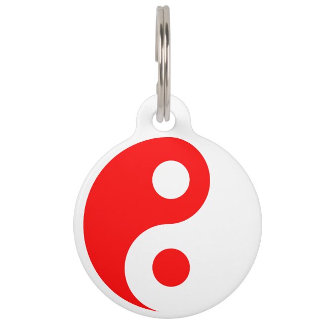 Rood en Wit Yin Yang Huisdierpenning (Voorkant)