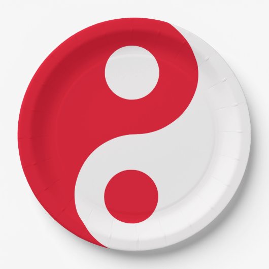 Rood en Wit Yin Yang Papieren Bordje (Voorkant)