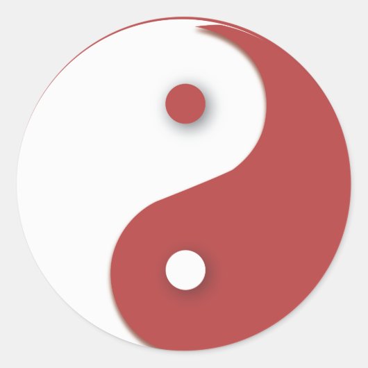 Rood en wit Yin & Yang Ronde Sticker (Voorkant)