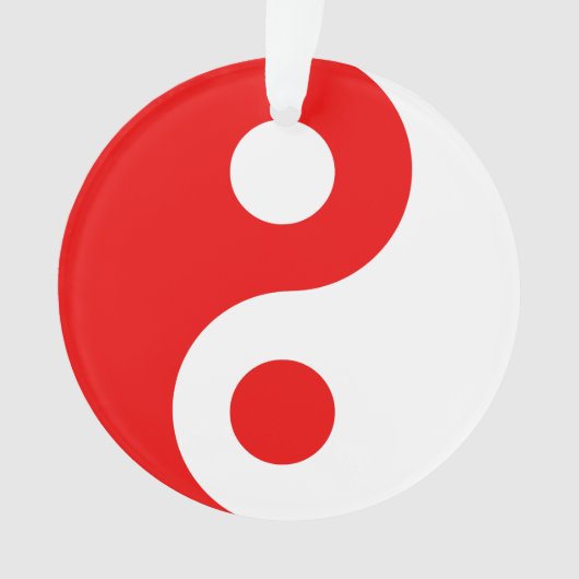Rood en Wit Yin Yang-symbool Ornament (voorkant)