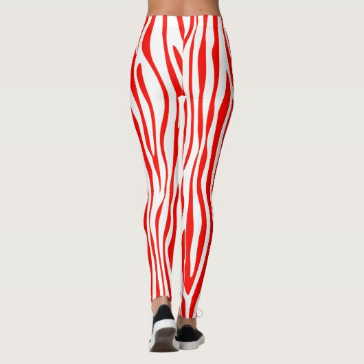 Rood en wit Zebra Leggings (Achterkant)