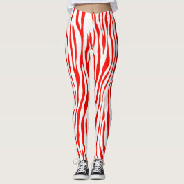 Rood en wit Zebra Leggings