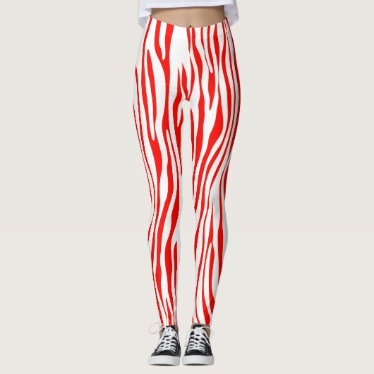 Rood en wit Zebra Leggings (Voorkant)