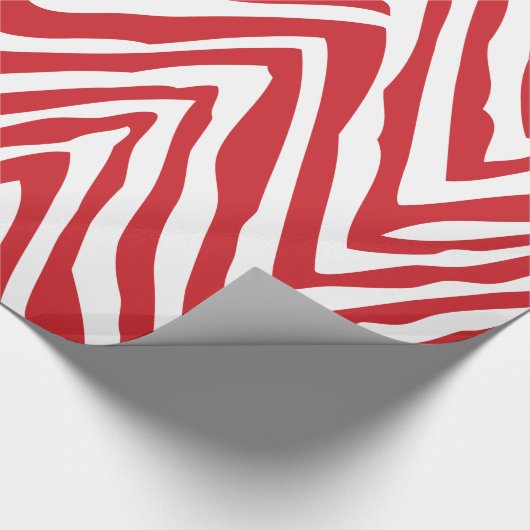 Rood en Wit Zebra Strepen Dierenprint Cadeaupapier (Hoek)