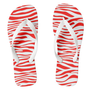 Rood en wit Zebra Teenslippers