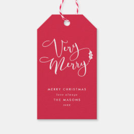 Rood en Wit Zeer Vrolijk Kerstcadeau Labels Cadeaulabel