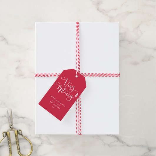 Rood en Wit Zeer Vrolijk Kerstcadeau Labels Cadeaulabel (Met Touw)
