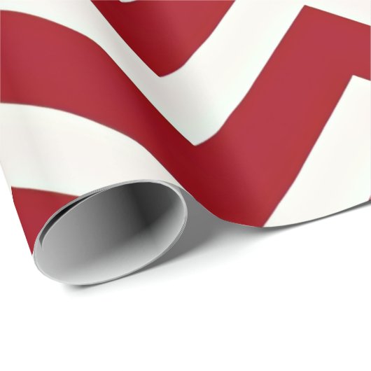 Rood en Wit Zig Zag Gestreepte Moderne Kerstmis Cadeaupapier (Rol Hoek)