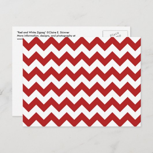 Rood en wit Zigzag Briefkaart (Voorkant / Achterkant)