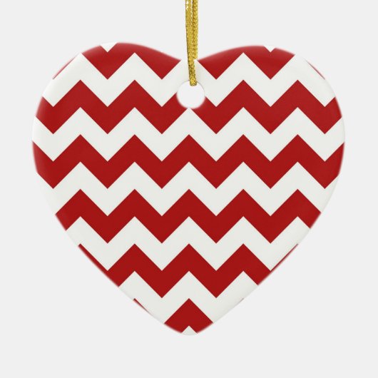 Rood en wit Zigzag Keramisch Ornament (Voorkant)