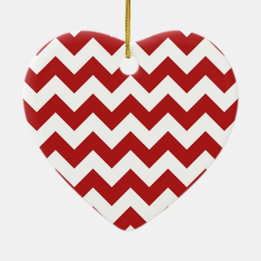 Rood en wit Zigzag Keramisch Ornament (Achterkant)