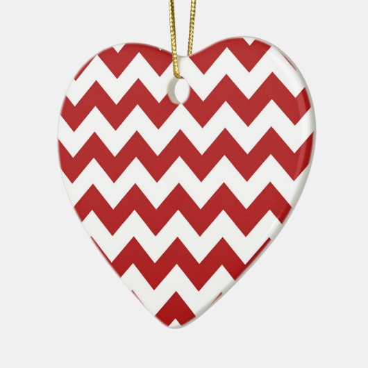 Rood en wit Zigzag Keramisch Ornament (Links)