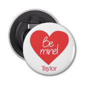 Rood en wit zijn mijn hart button flesopener (Voorkant)