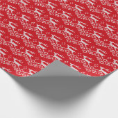 Rood en wit zoet stitch, kerstpatroon cadeaupapier (Hoek)
