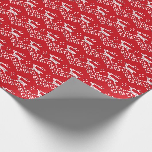 Rood en wit zoet stitch, kerstpatroon cadeaupapier (Hoek)