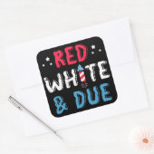 Rood en wit, zwangerschapsaankondigingsgeschenken vierkante sticker (Envelop)