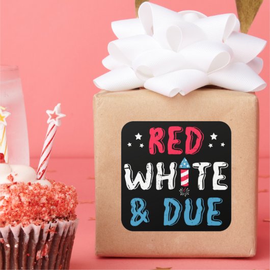 Rood en wit, zwangerschapsaankondigingsgeschenken vierkante sticker (Feest)