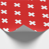 Rood en wit Zwitsers kruispatroon Cadeaupapier (Hoek)