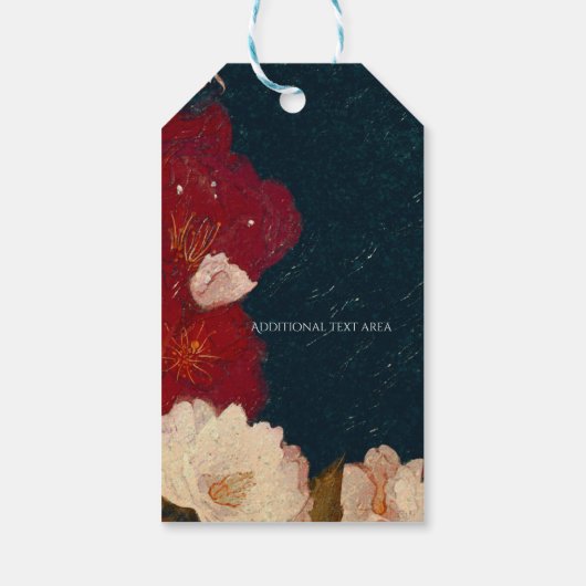Rood- en witachtig elegant modern Chic Floral Favo Cadeaulabel (Achterkant)