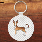 Rood- en witachtige ibizan-heuvel met gladde coatd sleutelhanger (Voorkant)