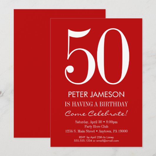 Rood- en witachtige, moderne kaart (Voorkant / Achterkant)