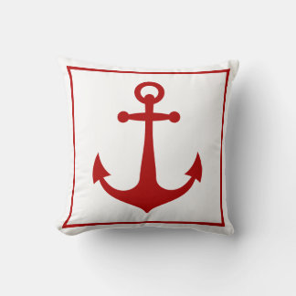 Rood- en witanker Nautical Boat Beach Kussen