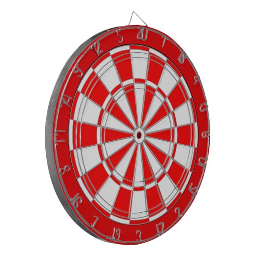 Rood- en witbicolor dartbord (Voorkant Links)