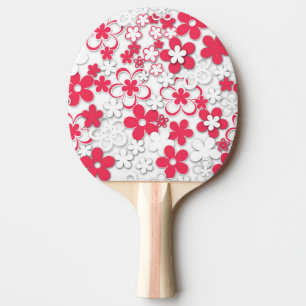 Rood en Witboekbloemen Tafeltennisbatje