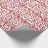 Rood- en witborduurwerk cadeaupapier (Hoek)