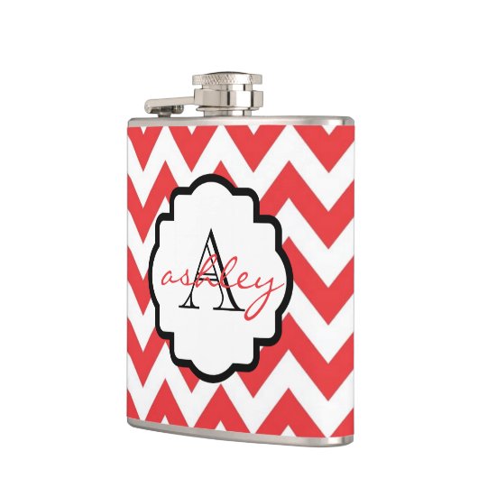 Rood- en witChevron Monogram Flask Heupfles (Links)