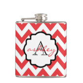 Rood- en witChevron Monogram Flask Heupfles (Voorkant)
