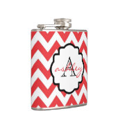 Rood- en witChevron Monogram Flask Heupfles (Rechts)