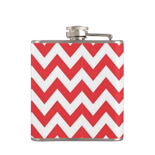 Rood- en witChevron Monogram Flask Heupfles (Achterkant)