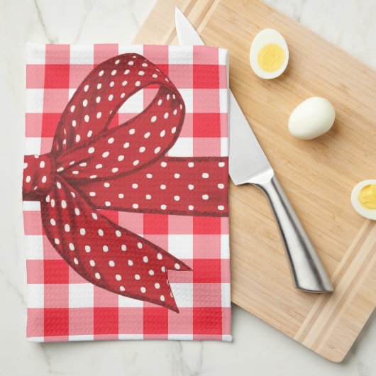 Rood- en witcontroles theedoek (Quarter Fold)