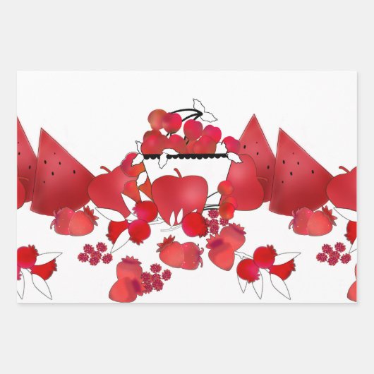 Rood- en witfruitassortiment inpakpapier vel (Voorkant)