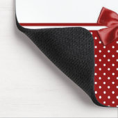 Rood- en witgingham- en pooldots met naam muismat (Hoek)