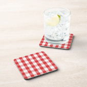 Rood- en witgingham-patroon bier onderzetter (Rechterzijde)