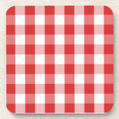 Rood- en witgingham-patroon bier onderzetter (Voorkant)