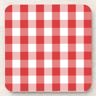 Rood- en witgingham-patroon bier onderzetter