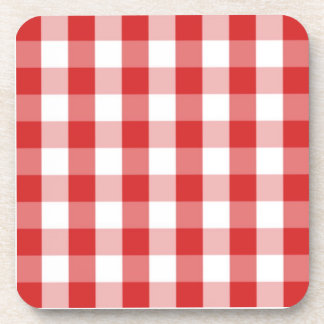 Rood- en witgingham-patroon bier onderzetter