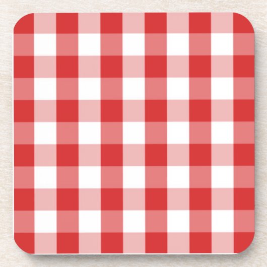 Rood- en witgingham-patroon bier onderzetter (Voorkant)